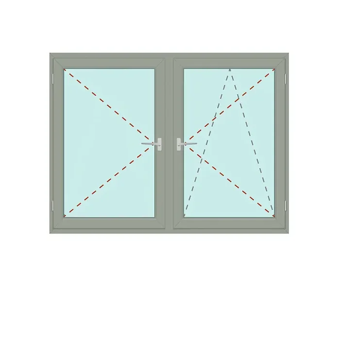 Zweiflügeliges Fenster mit festem Pfosten Dreh + Dreh/Kipp – bluEvolution 82