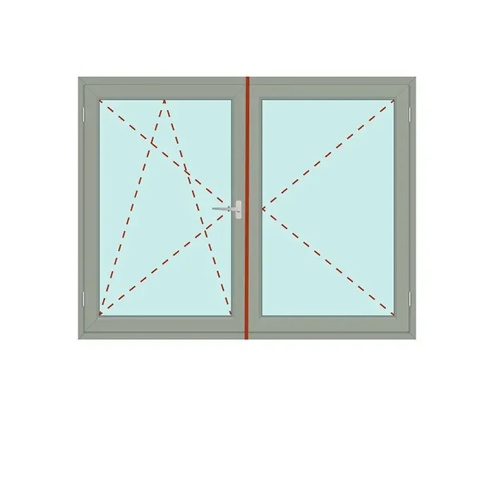 Zweiflügeliges Fenster mit Stulp Dreh/Kipp + Dreh – IDEAL 4000